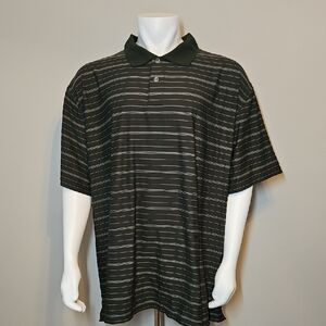 ​Reebok Men’s 4XL Green & White Striped Performance Golf Polo Shirt